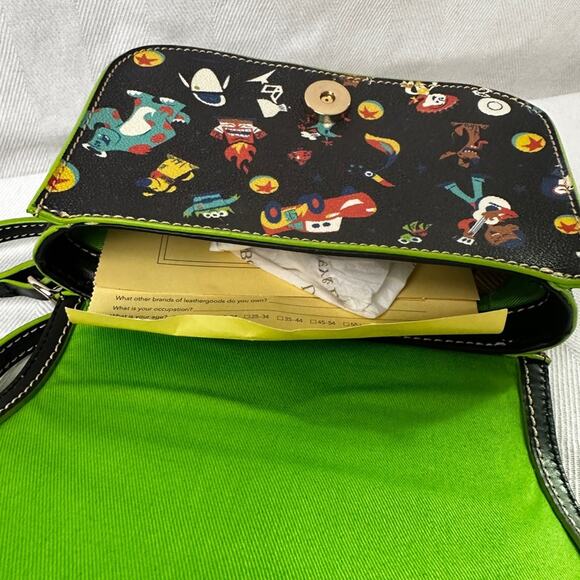 Dooney & Bourke 2020 Disney Pixar Black Crossbody Bag with Colorful Characters - Picture 4 of 9